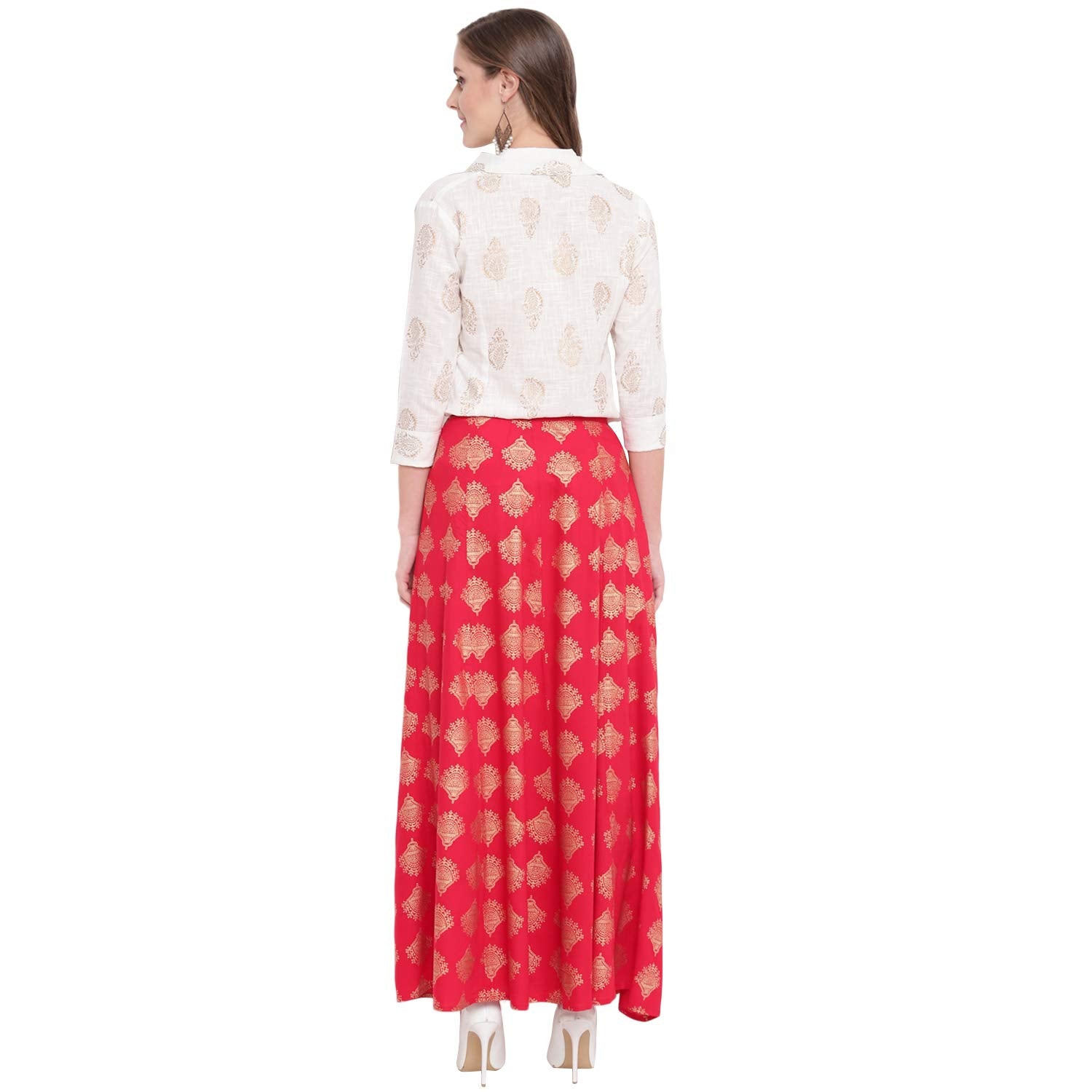 Stylum Womens Printed Rayon Blend Shirt Skirt Set