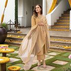 ANNI DESIGNER Women s Kurta with Trousers and Dupatta, Yellow, Medium