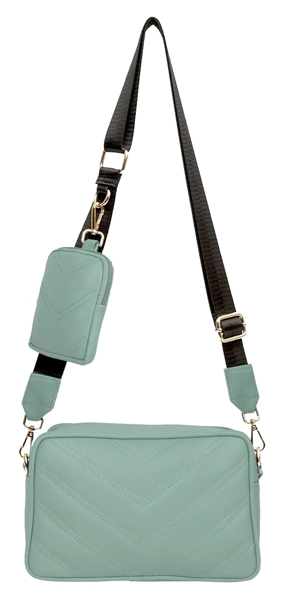 ADISA Womens Girls Cross Body Sling Bag with Pouch (Mint Green)