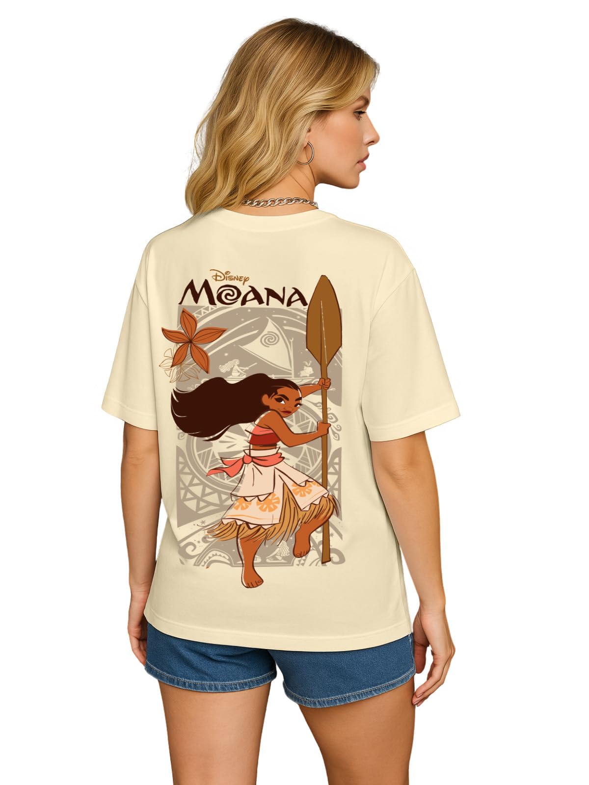 Juneberry 100% Pure Cotton Oversized Baggy Fit Official Disney Merchandise Cool & Goofy Graphic Printed T-Shirt For Women (Os_Ds