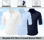 Finivo Fashion Combo Of MenS Cotton Blend Solid Full Sleeve Short Kurta