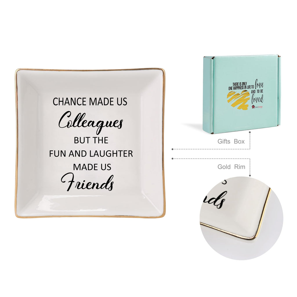 HOME SMILE Colleague to Friend Gifts for Women Jewelry Tray- Retirement Leaving Farewell Appreciation Birthday Christmas-Chance