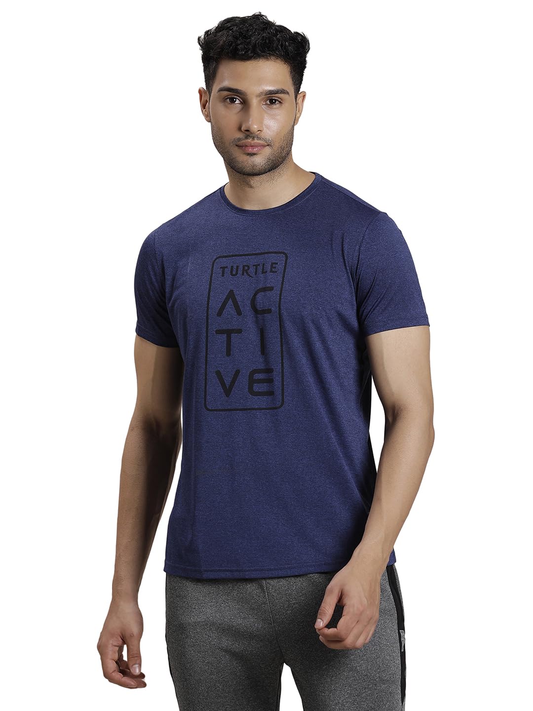 Turtle Men Blue Slim Fit Printed Crew Neck Tshirt
