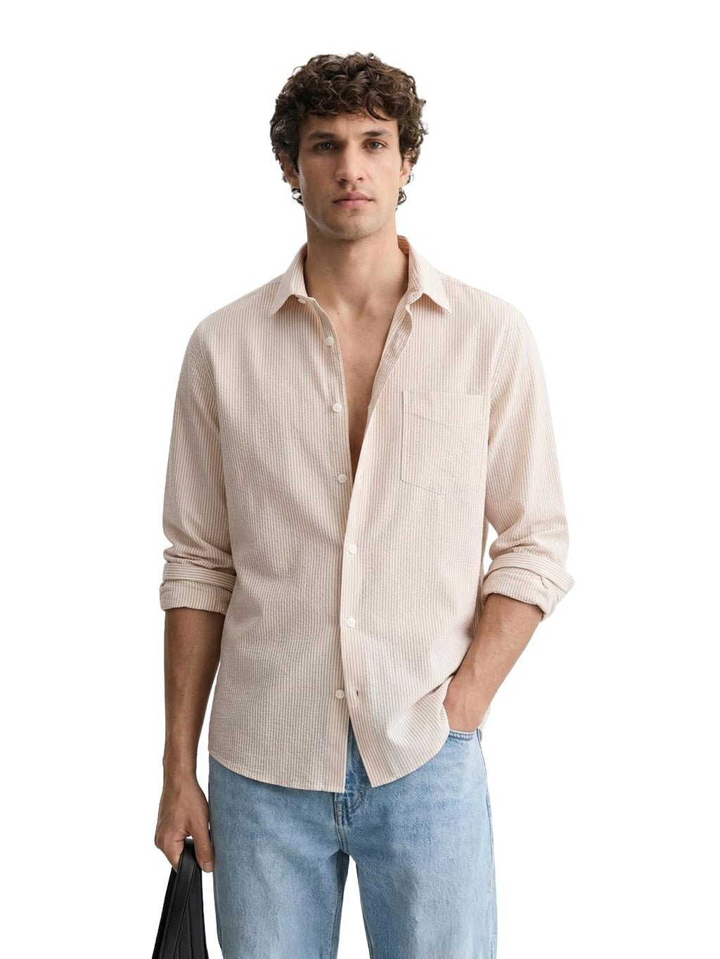 The Indian Garage Co Mens Regular Fit Vertical Striped Cutaway Collar Full Sleeves Sweater