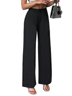 Toochki Womens Straight Fit Spandex Solid Black Trousers