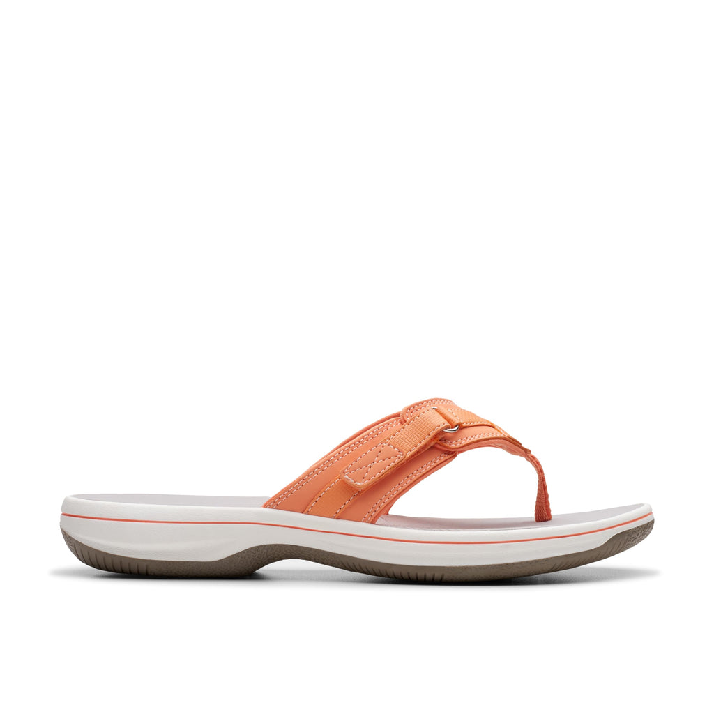 Clarks Women's Breeze Sea Flip-Flop, Tangerine/Pop Synthetic, 6