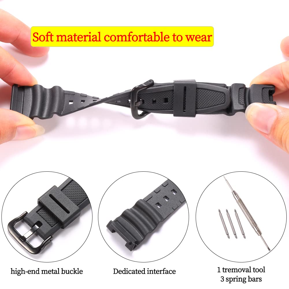 RCNZWQB Resin Replacement Watch Band Compatible with Casio SGW-100 SGW100 Men's Waterproof Rubber Strap Bracelet Watch Accessori