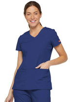 Dickies Women's EDS Signature V-Neck Top with Multiple Patch Pockets, Galaxy Blue, Large