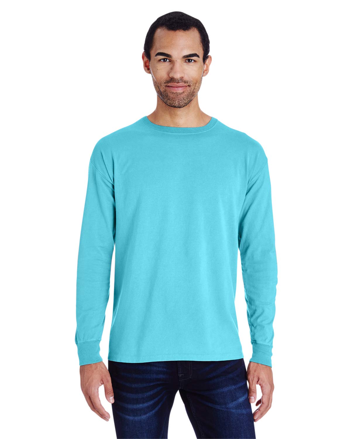 Unisex garment-Dyed Long-Sleeve T-Shirt - BLAcK - S(D0102H7DEg2)