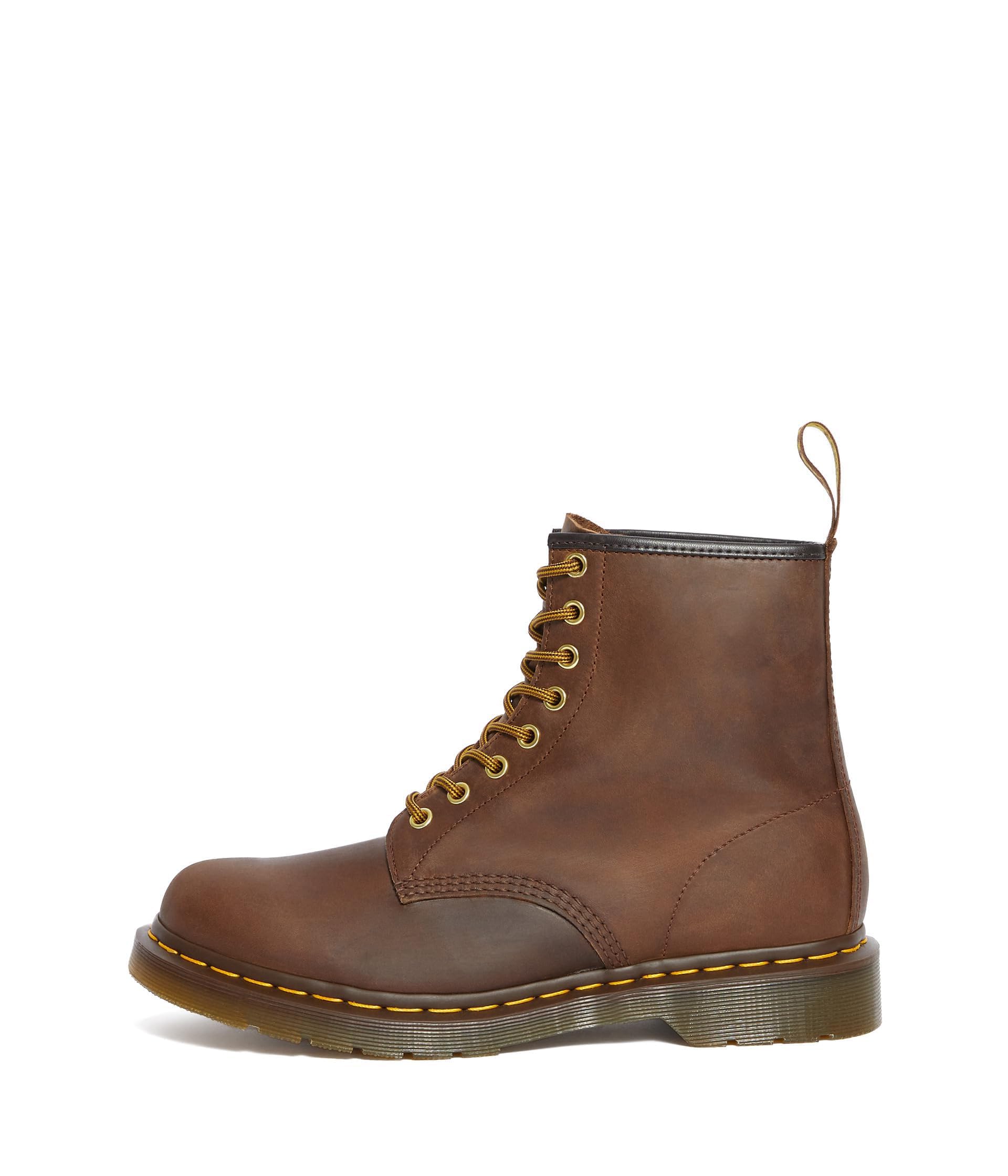 Dr. Martens Unisex 1460 Crazy Horse Leather 8 Eye Boot, Brown, 10 Women/9 Men