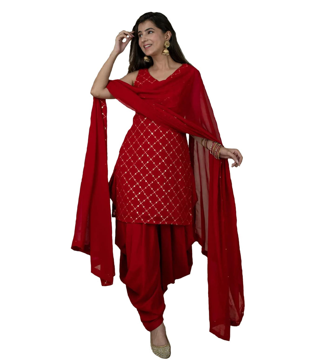 Xomantic Fashion WomenS Georgette Salwar Suit (2191_Red