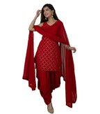 Xomantic Fashion WomenS Georgette Salwar Suit (2191_Red