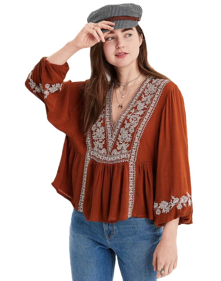 ANNI DESIGNER Womens Tunics Tops Rayon Viscose Embroidered Short Top for Women (Sujan Brown_XXL_Brown_XX-Large)