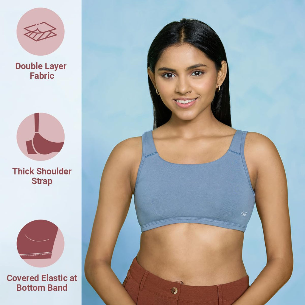 NYKD Everyday Cotton T-shirt Bra for Women Daily Use, Medium Coverage , Lightweight- Teen Bra for Everyday use - Bra, NYB272, Li