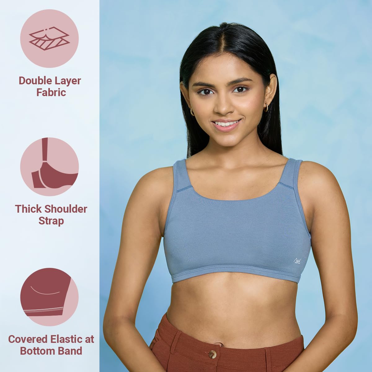 NYKD Everyday Cotton T-shirt Bra for Women Daily Use, Medium Coverage , Lightweight- Teen Bra for Everyday use - Bra, NYB272, Li