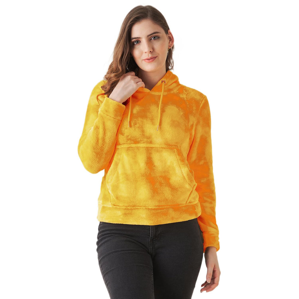 Modeve Full Sleeve Self Design Women Sweatshirt-Yellowii Winter Wear Ii Hoodie