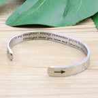Daughter Mother Bracelets Wide Cuff Bangle Message Engraved Christmas Gifts for Her (To my daughter, Always remember you're brav