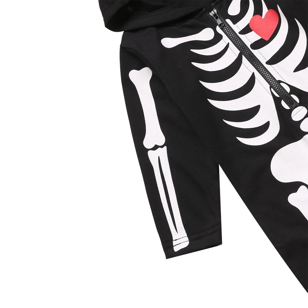 LENSOUS Baby Boy's Skeleton Halloween Costume Long Sleeve Hoodie (0-3 Months, Black01)