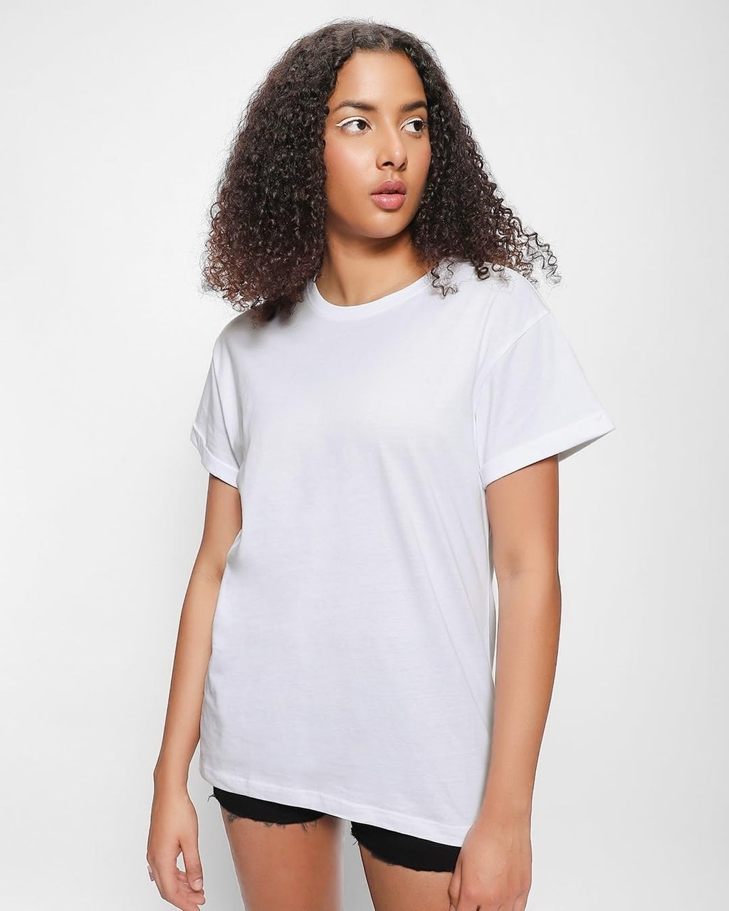 Bewakoof Womens Solid Boyfriend Fit Half Sleeve Round Neck Cotton T-Shirt