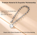 TONY & SANDY Charm Bracelets for Girls Initial Heart Bracelets Women Teen Girls Gifts Idea Birthday Jewelry Stainless Steel Lett