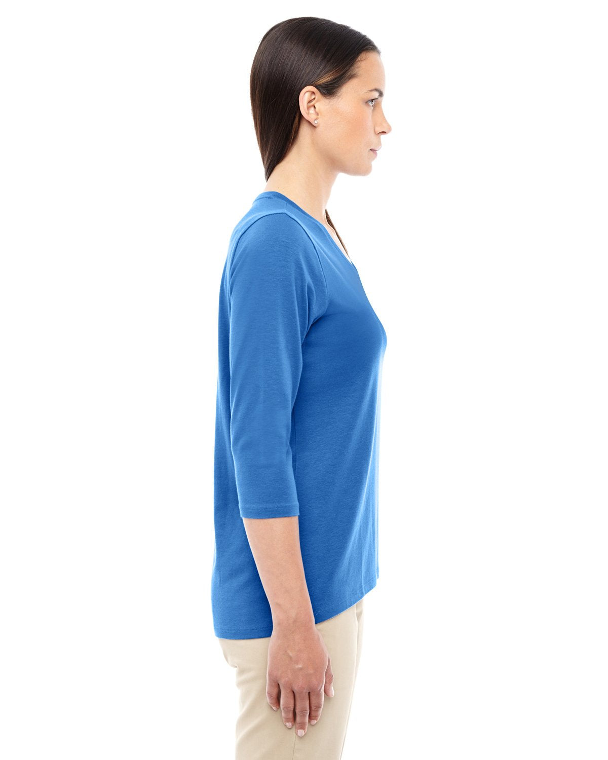 Ladies Perfect FitBracelet-Length V-Neck Top - WHITE - XS(D0102H76K7J)