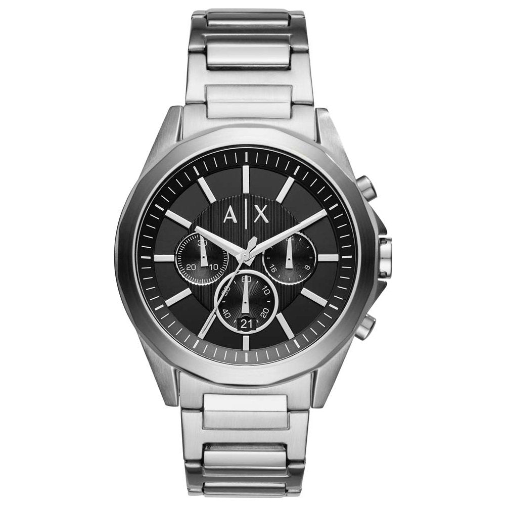 A|X ARMANI EXCHANGE Men's Chronograph Stainless Steel Watch, Color: Silver/Black (Model: AX2600)