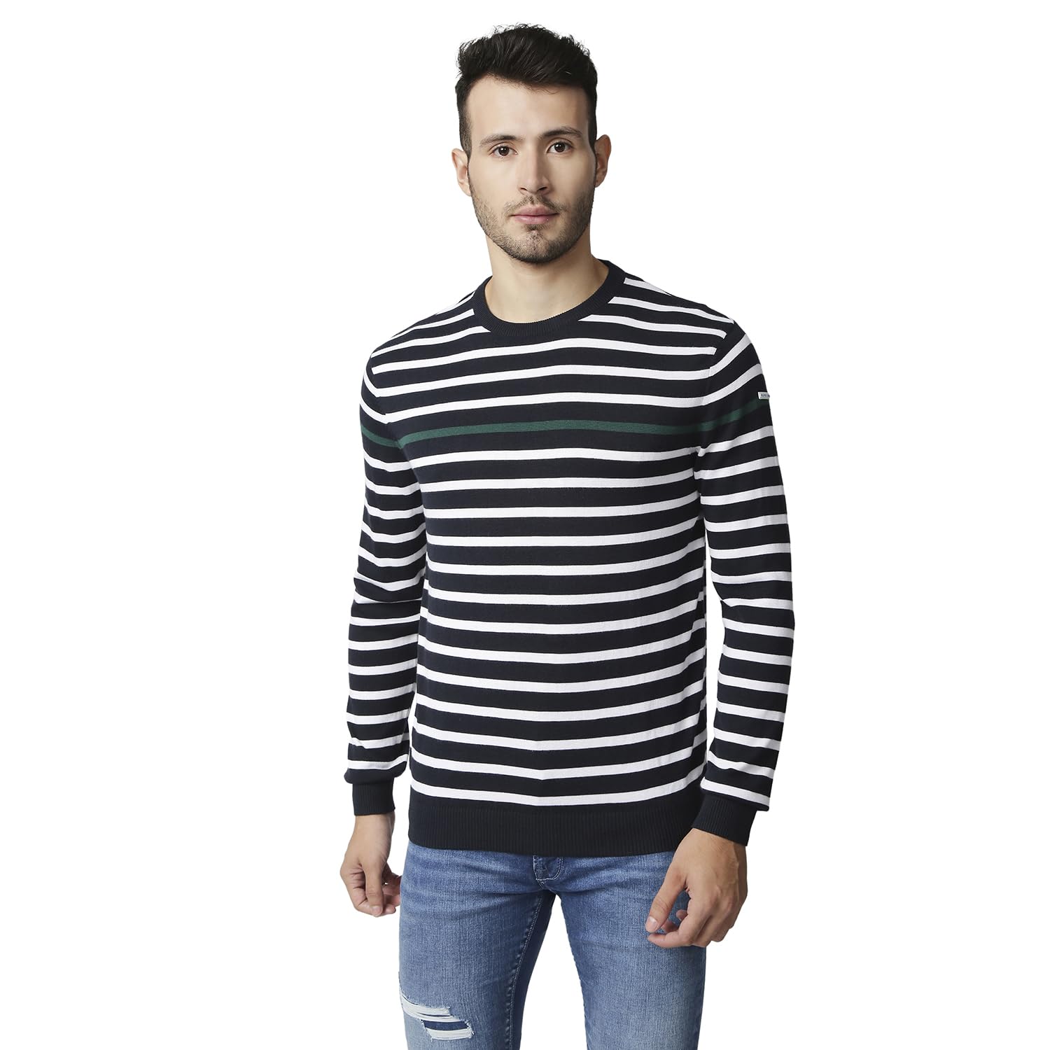 Pepe Jeans Mens Max Engineered Striper Sweater, Dulwich,L Blue