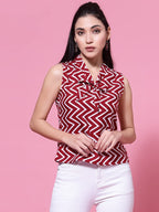 OOMPH! Sleeveless Tops for Women, Red - mt470
