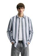 The Indian Garage Co Mens Slim Fit Striped Cutaway Collar Long Sleeves Shirt