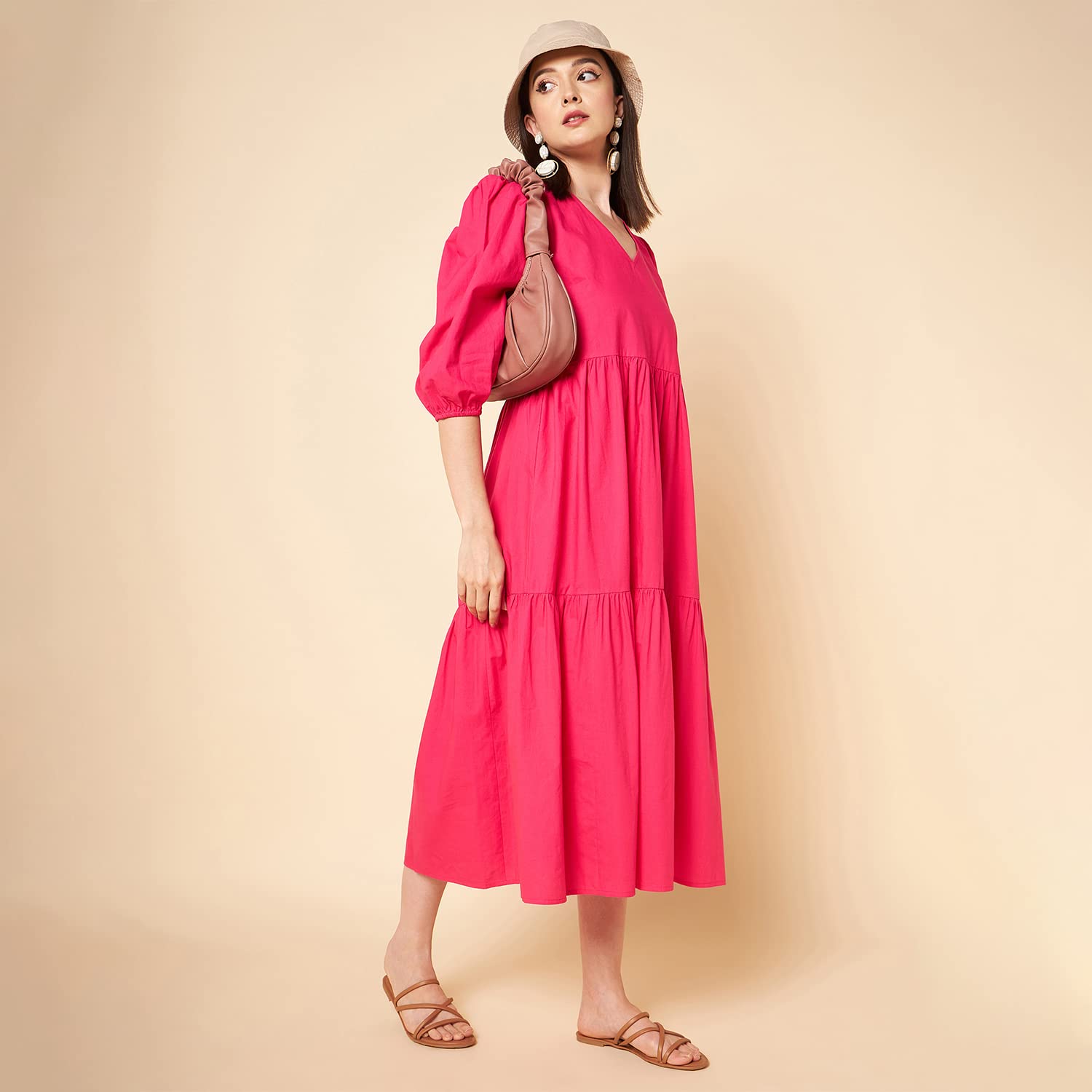 High Star Women'S Cotton Full-Length Maxi Dresses (Hswdrs23005_Mg_Magenta)