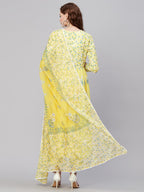 ANNI DESIGNER Womens Rayon Anarkali Printed Kurta with Pant & Dupatta (Renu-Yellow_3XL_Yellow_XXX-Large)