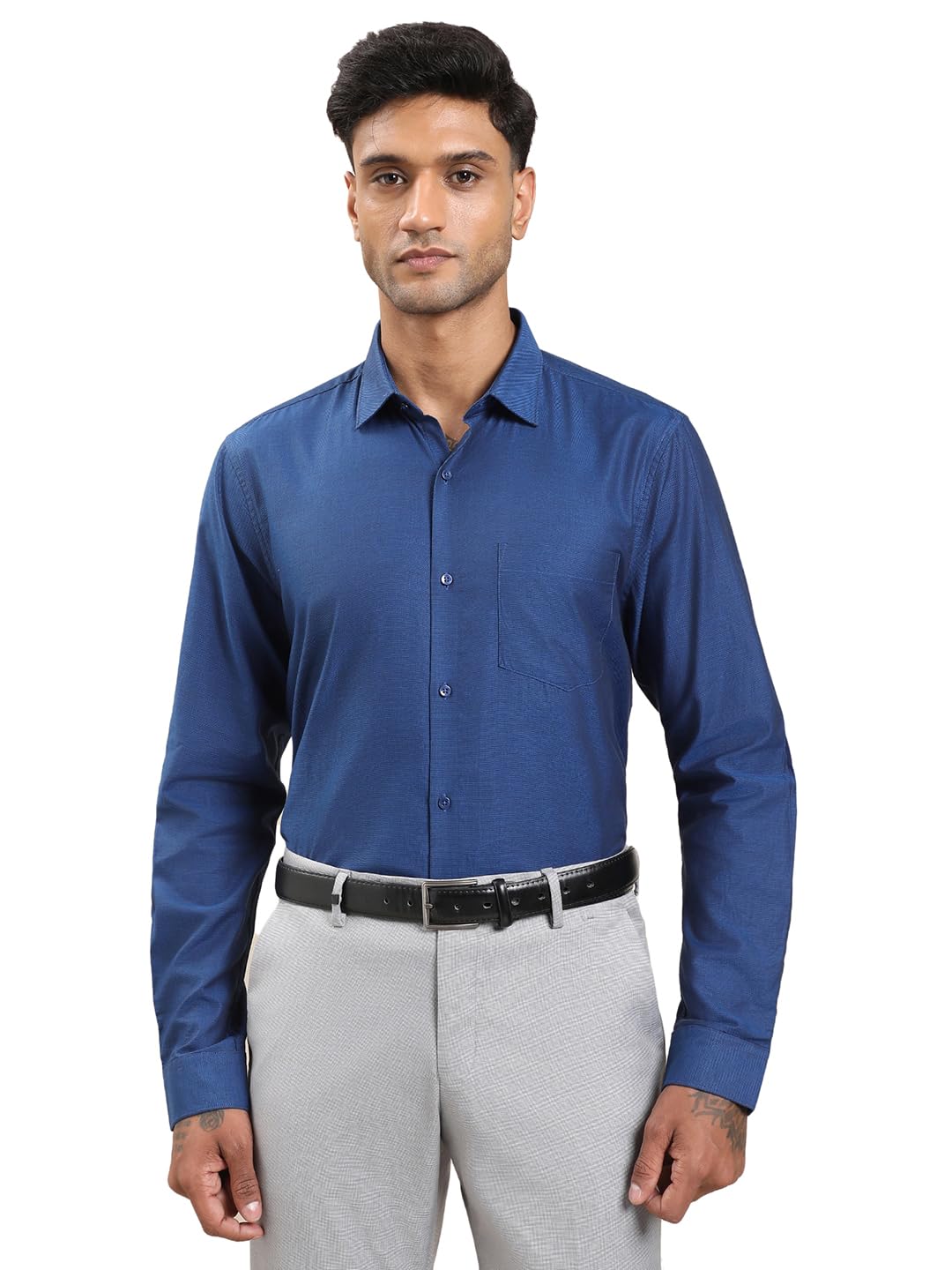 Turtle Men Blue Regular Fit Pure Cotton Formal Shirt