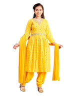 Aarika Girls Ethnic Wear Yellow Colour Foil Print Embroidery Rayon Kurti-8-15 Years (Kurti-Tr-K-1023)
