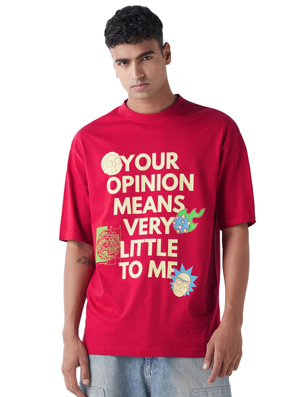 Bewakoof Official Rick and Morty Merchandise Rick & Morty Mens Typography Oversized Fit Half Sleeve Round Neck Cotton T-Shirt_6