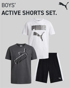 PUMA Boys' Active Shorts Set - 3 Piece Performance T-Shirt, Dry Fit Tank Top, and Gym Shorts - Activewear Set for Boys (S-L), Si