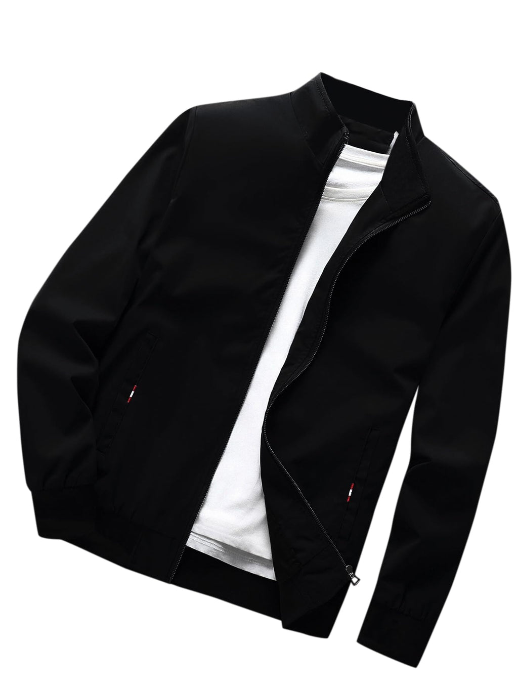 TAGAS Mens Polyester Standard Length Bomber Jacket (Mj-9015-Black-Xl_Black)