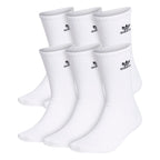 adidas Originals Trefoil (6-Pair) Crew Sock, White, Large