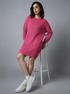 High Star Women'S Acrylic Blend A-Line Knee-Length Dress (Hswsww23002_Pn_Pink