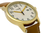 Timex Women's Easy Reader 38mm Watch - Gold-Tone Case Cream Dial with Brown & Pink Leather Strap