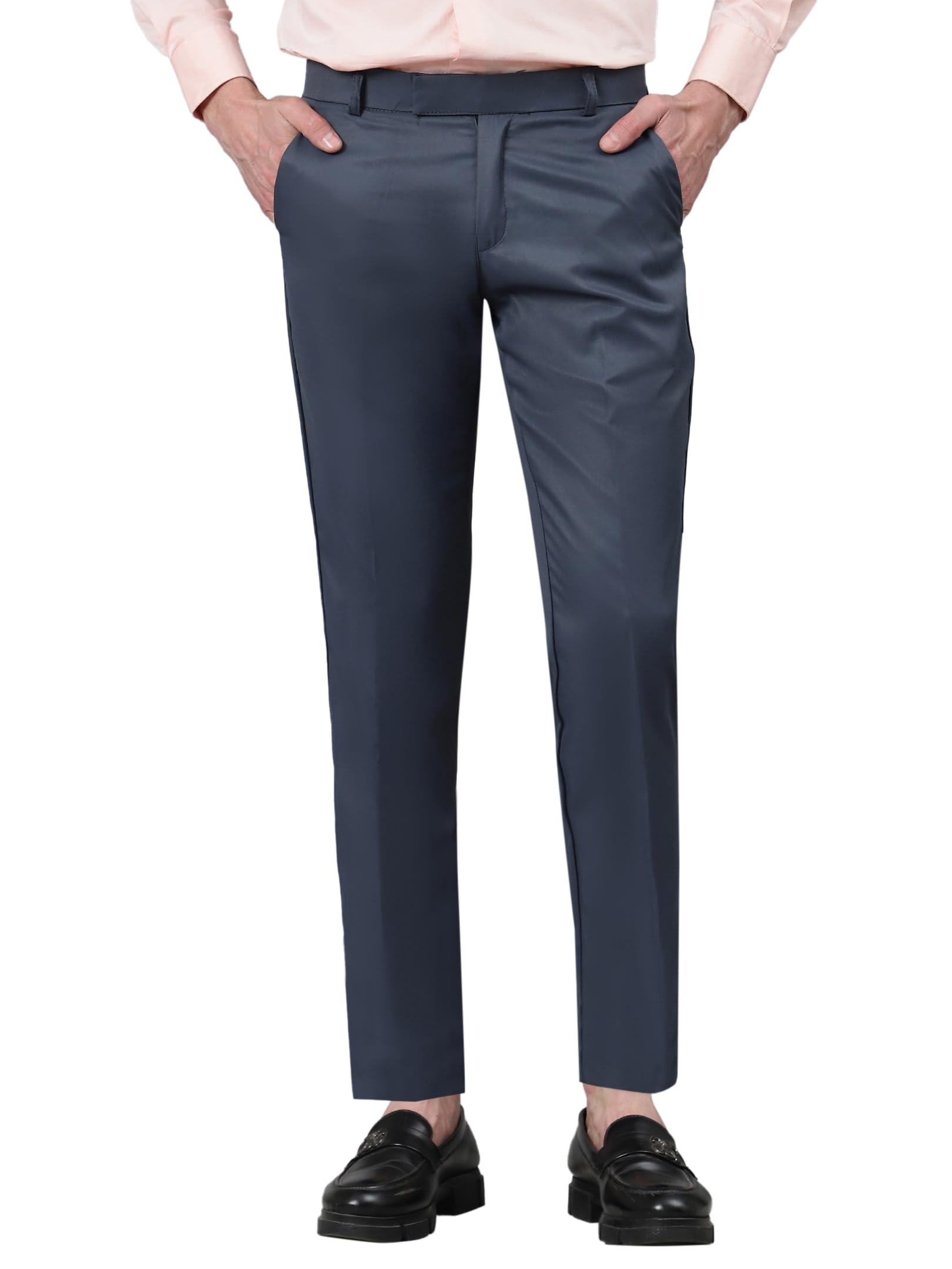AVANOVA Mens Solid Ankle Length Flat Front Straight Slim Fit Casual Skinny Stretch Chinos Business Pant with Pocket Suit Pants 