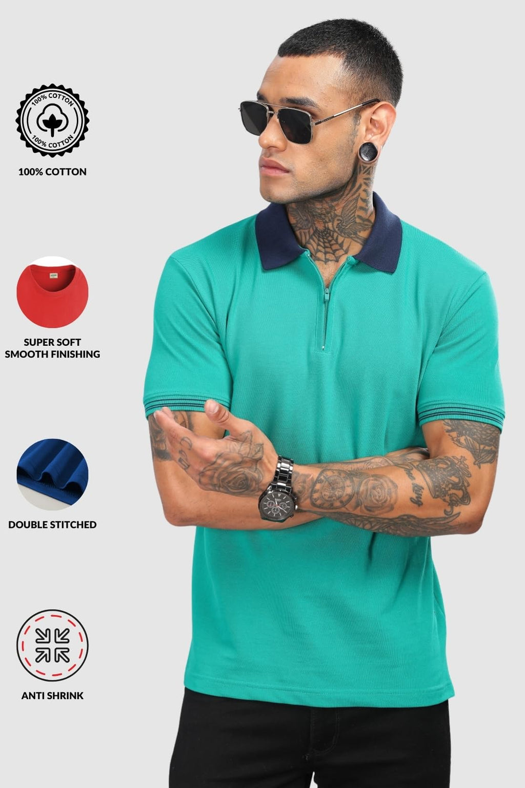 Adro Polo T Shirt for Men | Plain Polo T-Shirt | 100% Cotton Polo Tshirt | Regular Fit Polo| Available in Plus Size Polo| PN24-Z