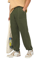 Bewakoof Mens Solid Oversized Fit Terry Joggers_666570_Green_XL