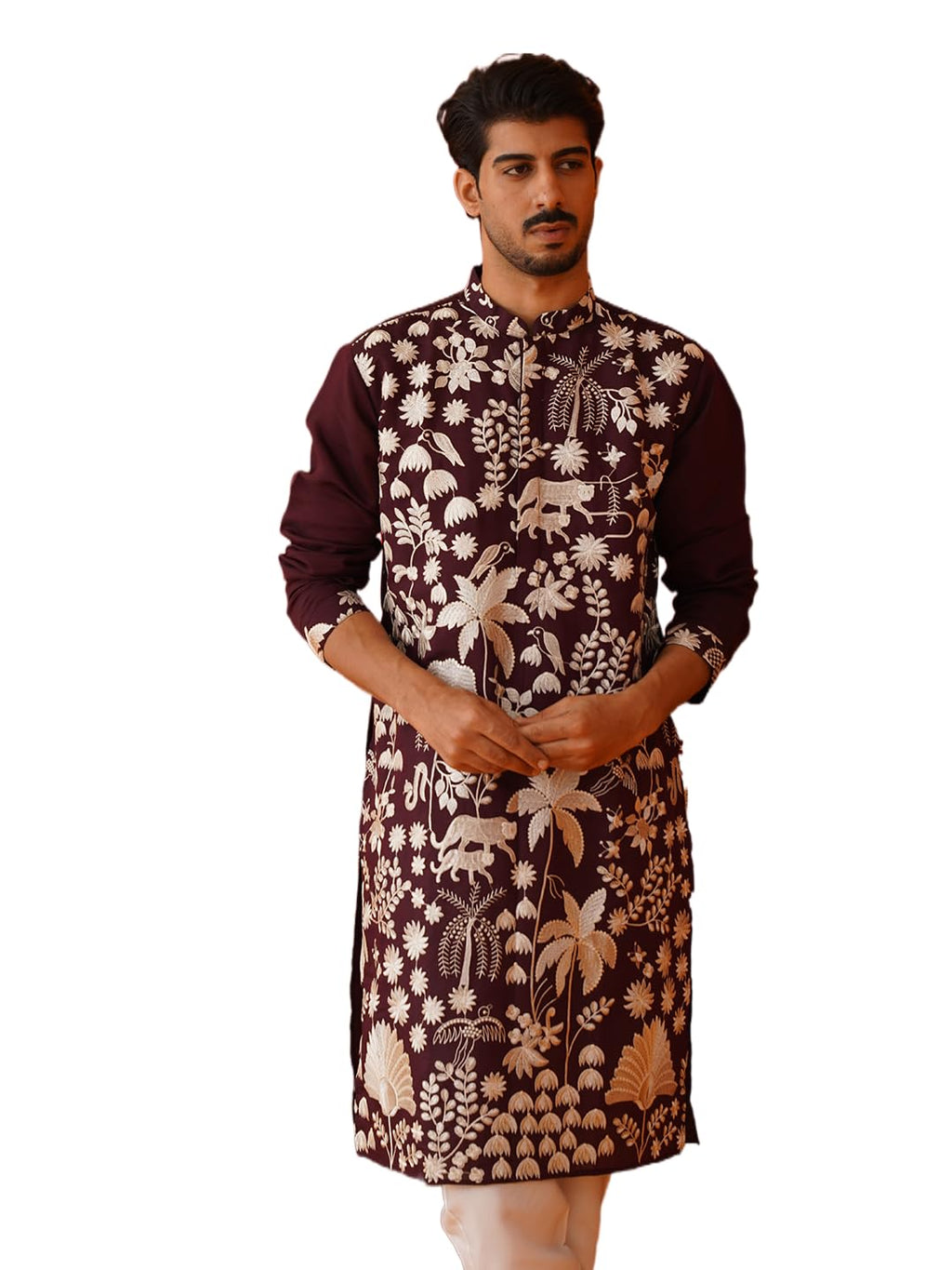 Jompers Mens Embroidered Straight Kurta