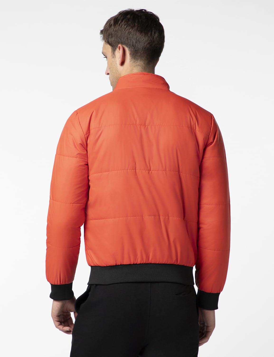 FYLTR Mens Lightweight Winter Puffer Jacket with Contrast Piping Detail - Stand Collar | Full Zipper | Side Pockets | Ribbed He