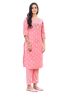 Nainvish Women Kurta With Pant (Sd441_Kb-Xl) Pink