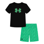 Under Armour UA PRINTED SHORT SET, BLACK/GREEN GEO, 4