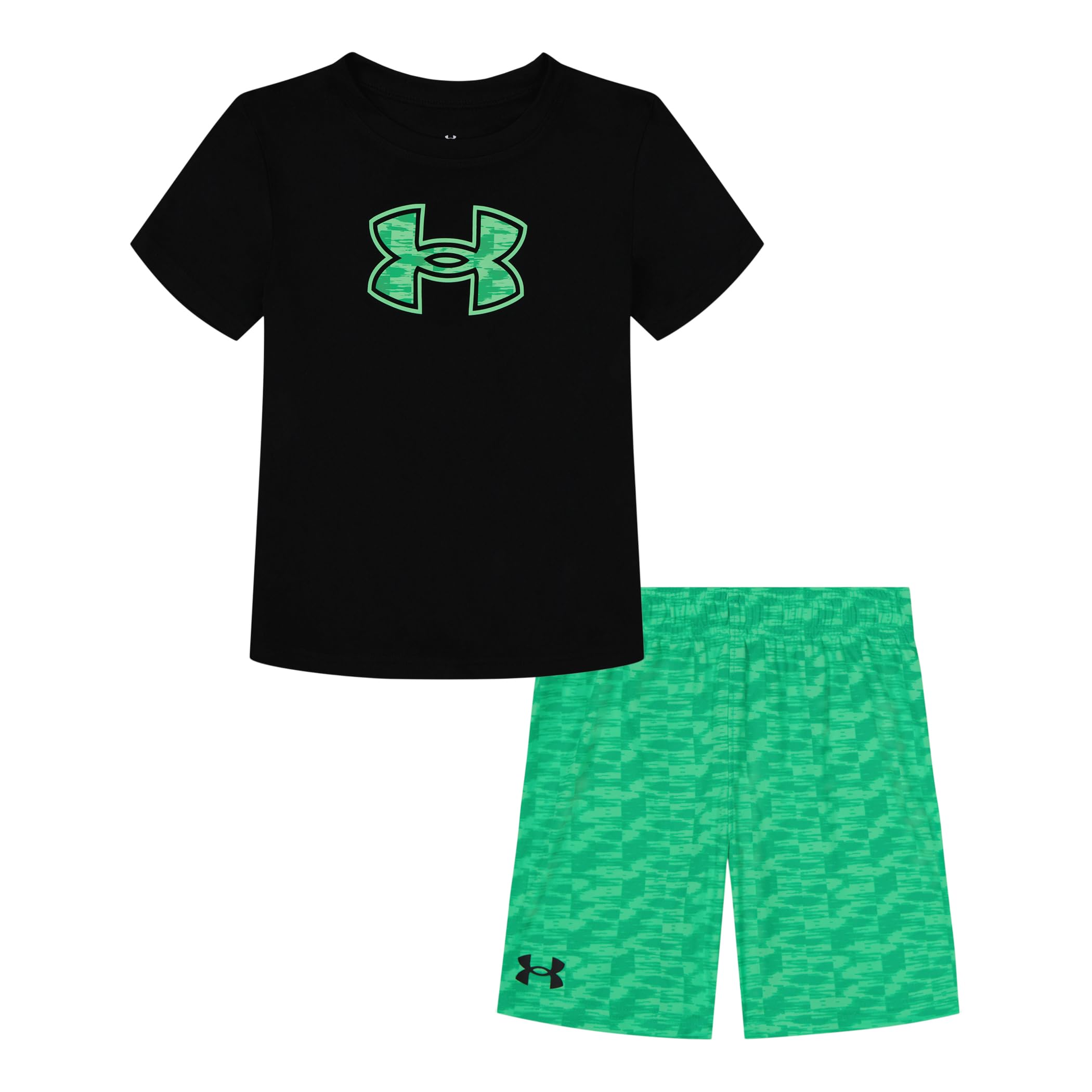 Under Armour UA PRINTED SHORT SET, BLACK/GREEN GEO, 4
