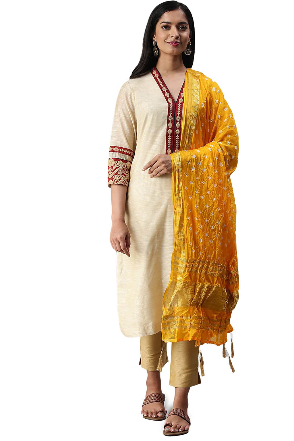 Soch Women Cotton Blend Self Design Dupatta