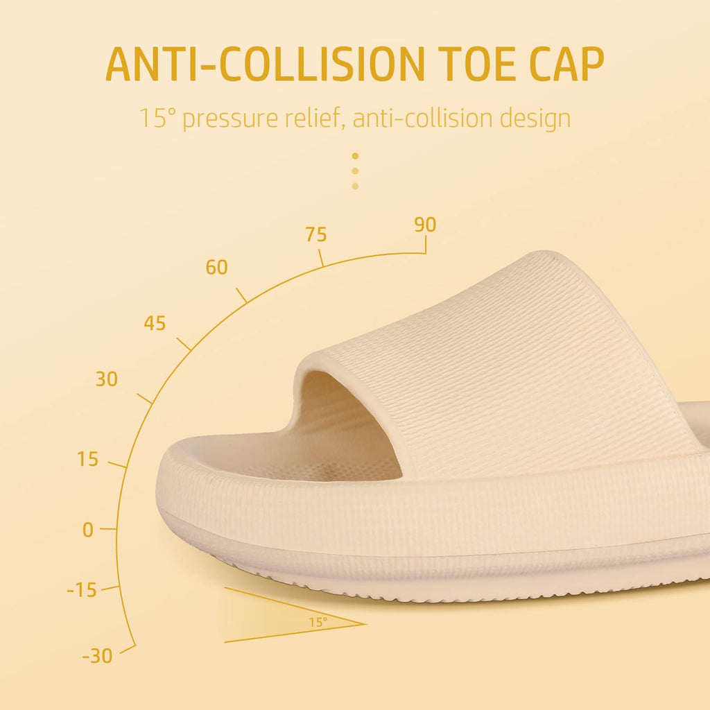 Leevar Khaki Cloud Slides for Women and Men Soft, Comfy, Relax Cloud Slippers, Thick Sole, Non-slip Slides for Men, Easy to Clea