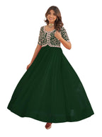 Wedani Georgette Embroidered Long Gown for Women Green